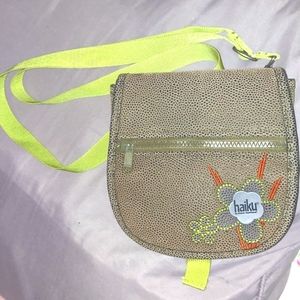 Haiku Crossbody Bag Floral Brown Vegan Leather Handbag Purse With Leaf Design